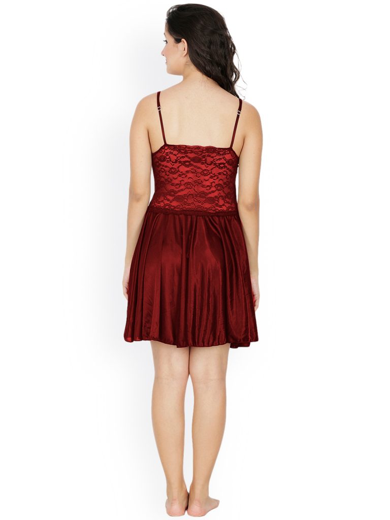 Maroon nighty dress for wedding night | first night dress for bride | bikini nighty for ladies