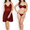 Maroon nighty dress for wedding night | first night dress for bride | bikini nighty for ladies