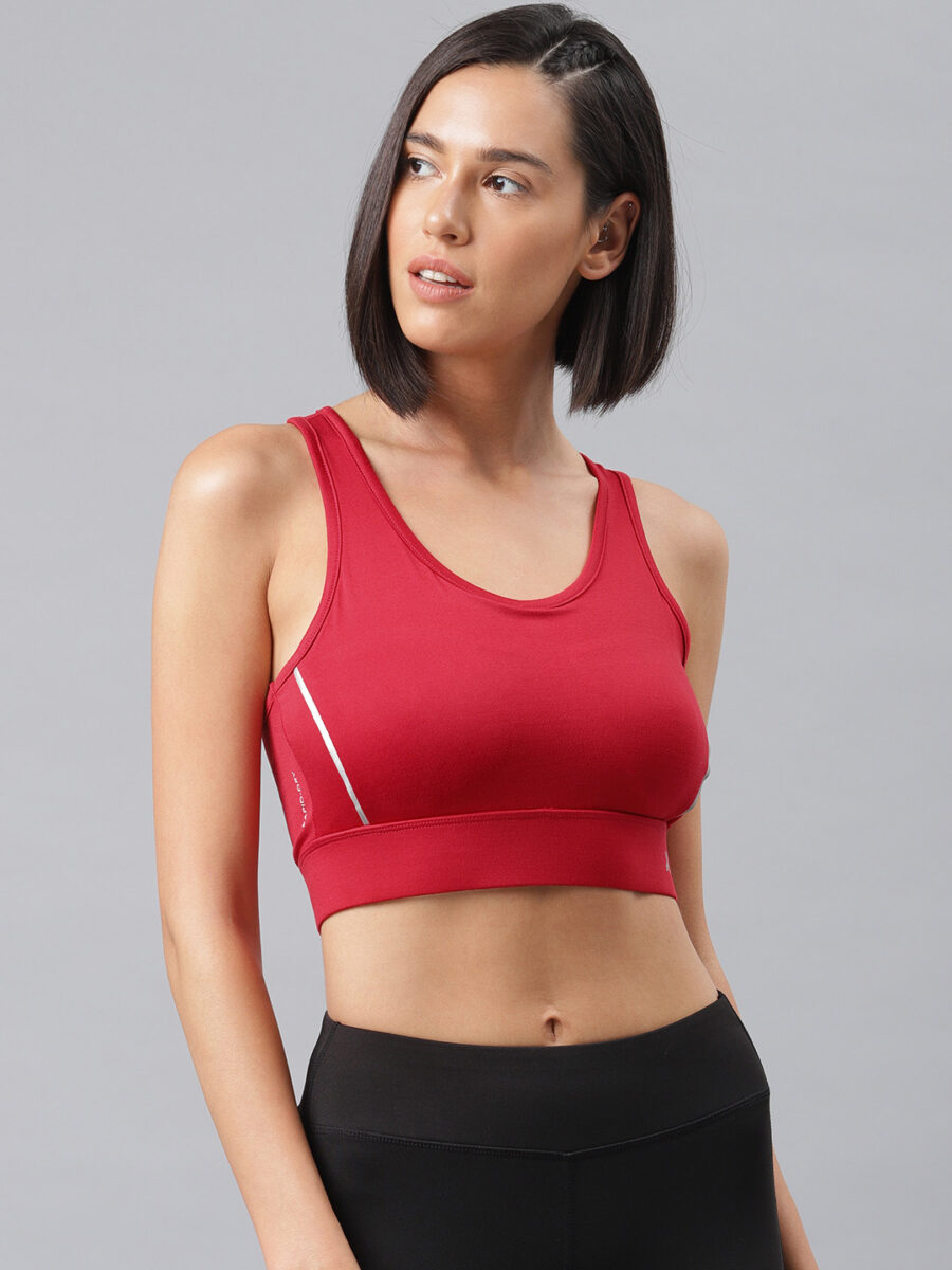 HRX by Hrithik Roshan Red Solid Non-Wired Lightly Padded Sports Bra