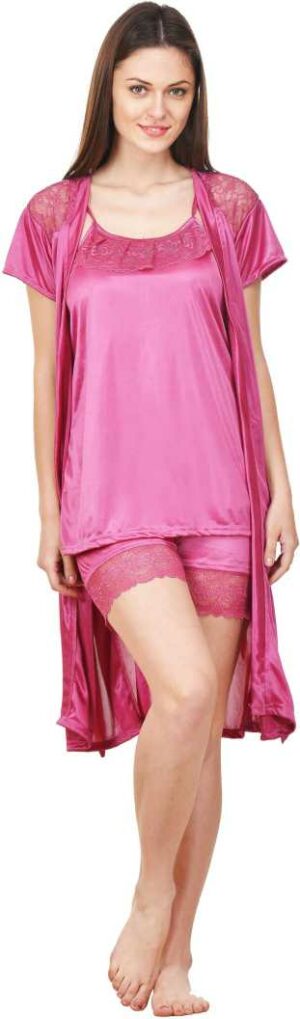 Long nighty With Robe | nighty for girls | pink hot nighty