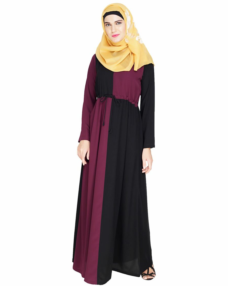 Colour Blocked Purple Abaya