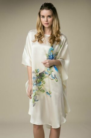 silk sleeping gown | printed silk gown | silk nighty dress