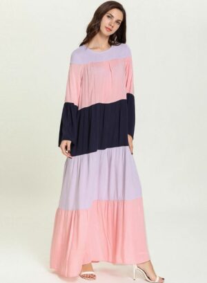 Peach, Blue & Purple Long Abaya Frock | Long Dress for Women | Long Abaya Dress