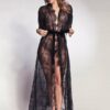 black lace robe nighty | see through nighty for ladies | bedroom night dress for girl