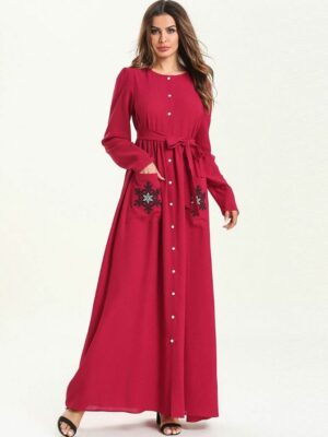 Red Turkish Maxi Dress | Long Frock Abaya | Turkish Long Dress