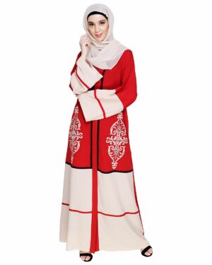 embroidered abaya designs | Dubai Style Abaya | Red Abaya