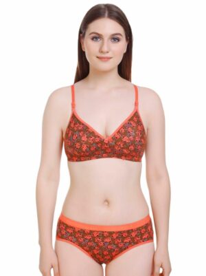 Orange Print Bra Set | Bra And Panty Set | Online bra | Bra Online | Undergarments For Ladies | Ladies Bra | Imported Bra In Pakistan | Girl In Bra | Bra In Pakistan