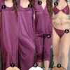 9 Pcs Bridal Nightwear Set in Purple | Sexy Nightdress. Plus Size Bridal Nightwear Honeymoon, Luxury Bridal Nightwear, Bridal Satin Nightwear