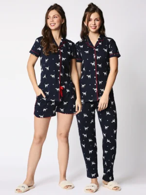 Pack Of 3 Printed Pure Cotton Women Night Suit | night dress for couple in pakistan | 3 piece Night Suit | ladies night suit