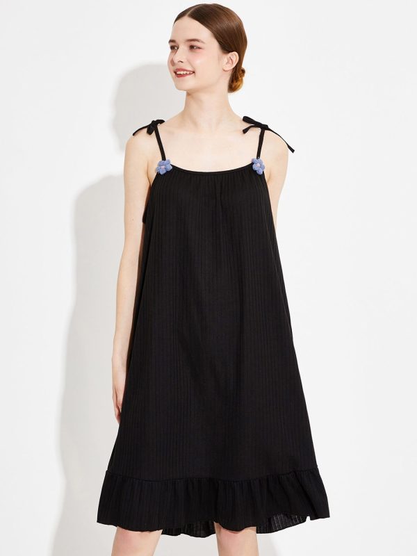 URBANIC Women Black Cotton Nightdress