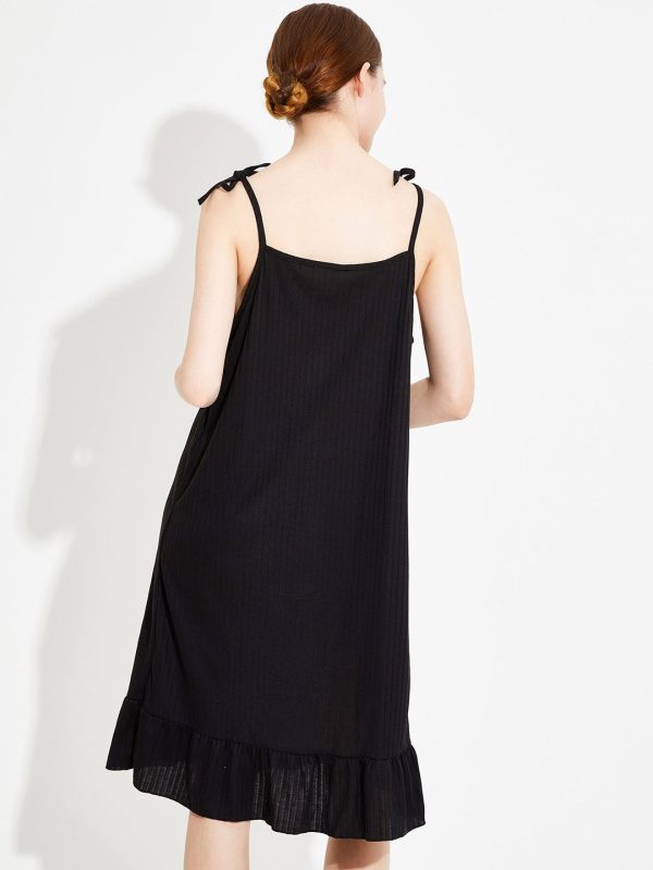 URBANIC Women Black Cotton Nightdress