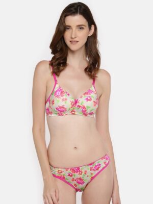 Pink Lady Love Printed Women Bra Set