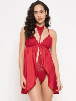 Red Love Sexy Baby Doll Nighty | Red Baby Doll Nighty | Net Nighty Dress For Bridal | Night Dress