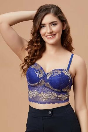 Royal Blue Padded Full Cup Bra Set | royal blue padded bra | full size bra | bridal lingerie