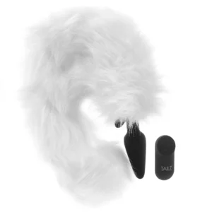 White Fox Tail Remote Vibrating Anal Plug